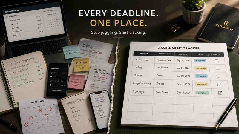 Assignment tracker printable showing how students can organize every deadline in one place