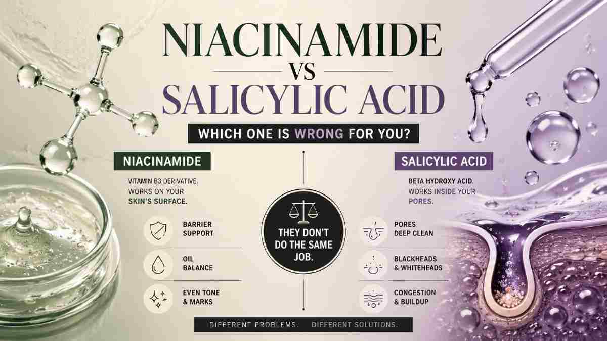 Niacinamide and salicylic acid comparison for oily skin skincare concerns