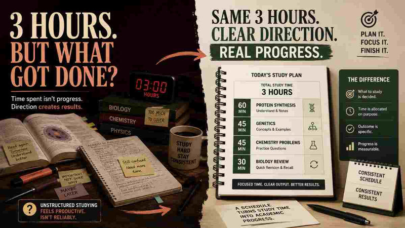 Study schedule template PDF showing how three hours of study can become focused and measurable academic progress