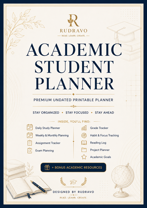 20-Page Student Planner PDF | Organize Your Semester, Study & Assignments - RUDRAVO
