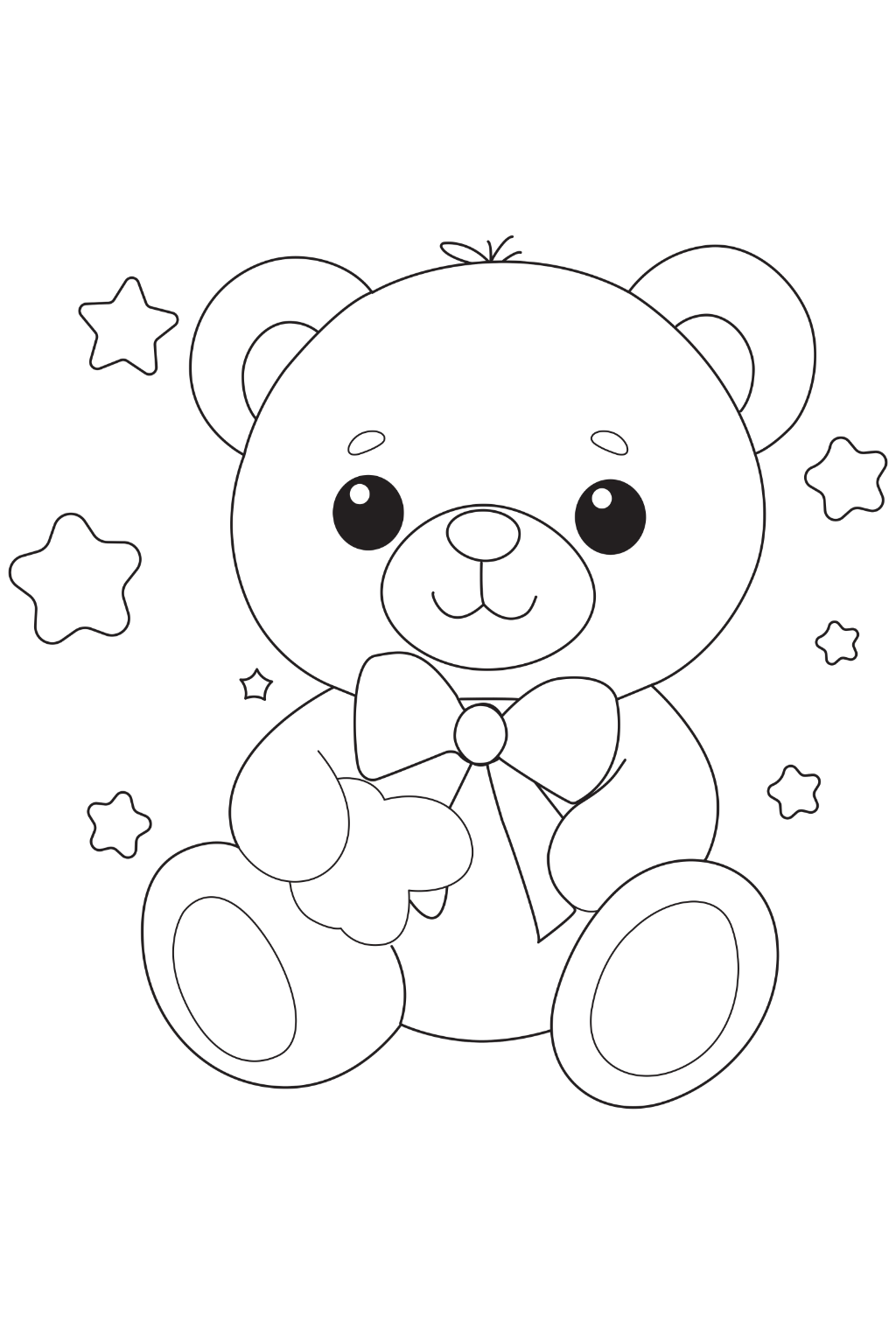  Cute Teddy Bear Coloring Page for Kids | Free Printable
