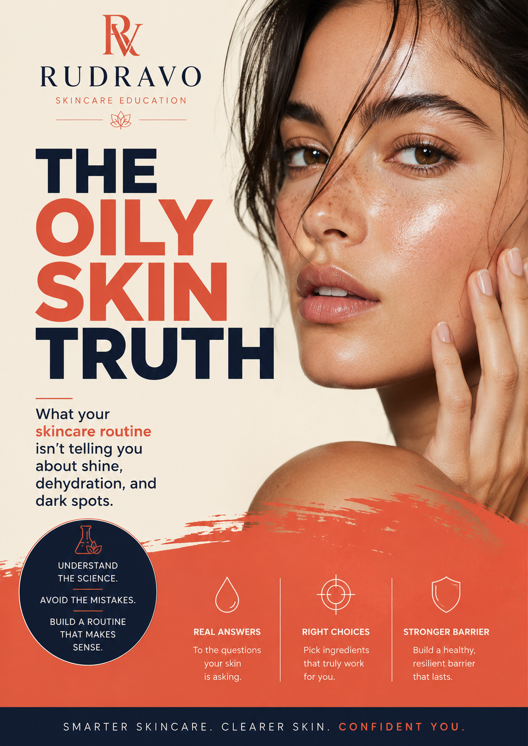 The Oily Skin Truth skincare premium design ebook cover by Rudravo