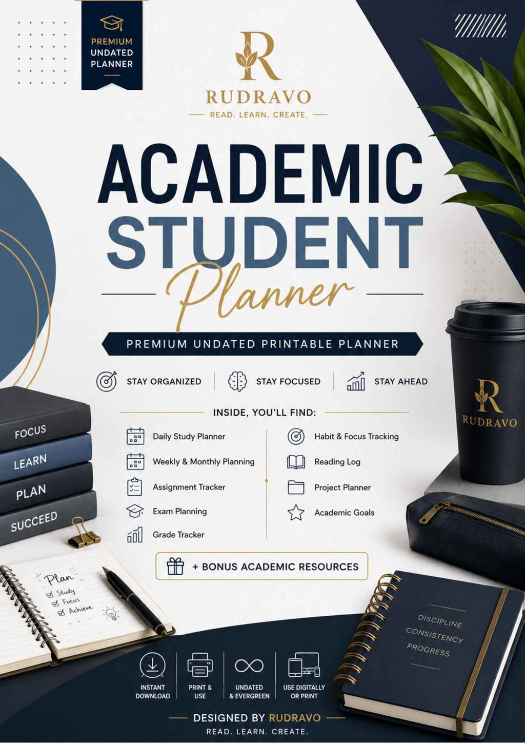 Free 3-Page Student Planner PDF | Semester Dashboard & Weekly Schedule