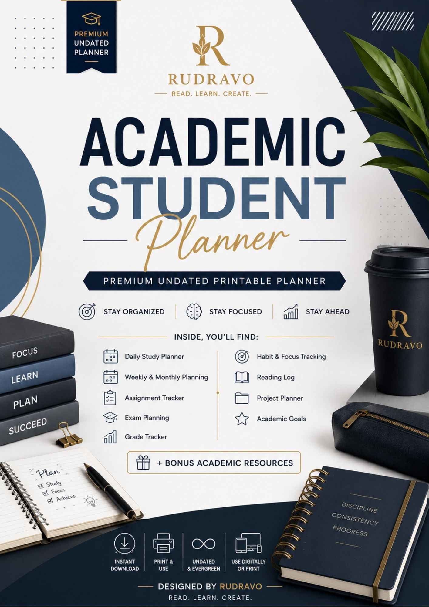 Free 3-Page Student Planner PDF | Semester Dashboard & Weekly Schedule