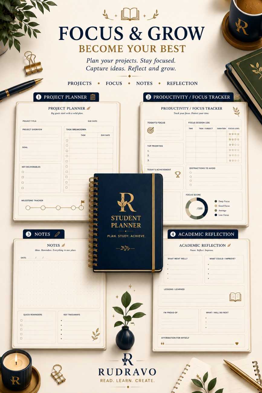 Student Planner 20 Pages | Academic Goals, Study & Assignment Planner - RUDRAVO