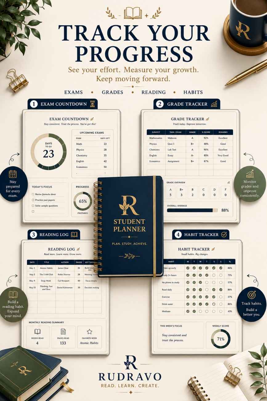 20-Page Student Planner PDF | Organize Your Semester, Study & Assignments - RUDRAVO